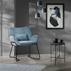 ML-Design Fauteuil Lounge Fauteuil Relax avec coussin de dossier Fauteuil de salon Lin Ble pas cher