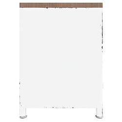 Avis vidaXL Meuble TV Blanc 110x30x40 cm Fer et bois de sapin massif