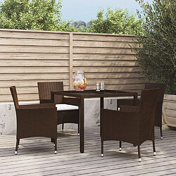 vidaXL Ensemble à manger de jardin 5 pcs et coussins marron poly rotin