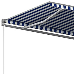 Maison Chic Auvent automatique de porte sur pied,Store banne,Marquise Brise-soleil 500x300 cm Bleu/Blanc -GKD93122 pas cher