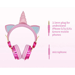 Avis GUPBOO Casque filaire avec micro licorne pour filles enfants casque de musique stéréo PC casque de téléphone cadeau pour