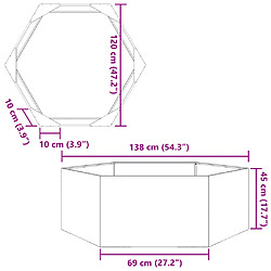 Acheter vidaXL Jardinière vert olive hexagone 138x120x45 cm acier