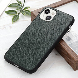 Coque en TPU + cuir véritable texture litchi vert pour votre Apple iPhone 13 6.1 pouces