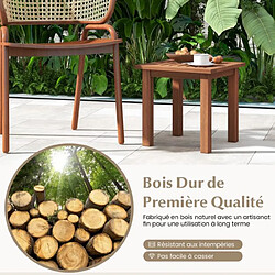 Acheter Helloshop26 Table basse carrée en bois charge 33kg plateau à lattes résistant aux intempéries table d'appoint intérieure extérieure 20_0009319