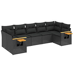 Maison Chic Salon de jardin 7 pcs avec coussins | Ensemble de Table et chaises | Mobilier d'Extérieur noir résine tressée -GKD70871