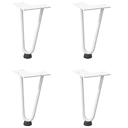 vidaXL Pieds de table en forme d'épingle à cheveux 4 pcs blanc 20 cm