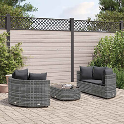 vidaXL Salon de jardin 5 pcs avec coussins gris résine tressée