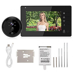 Universal WiFi Intelligent Electronic Cat Eye Vidéo Sonnette Téléphone Vidéo Surveillance Alarme Infrarouge Sans Fil HD(Le noir)