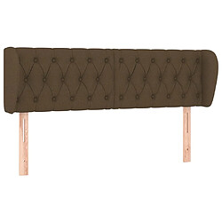 vidaXL Tête de lit avec oreilles Marron foncé 163x23x78/88 cm Tissu