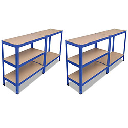 Helloshop26 Lot de 2 étagères de rangement charge lourde 175 kg par étagère 180 cm bleu 02_0000685