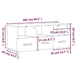 vidaXL Meuble TV Blanc 102x36x50 cm Bois d'ingénierie pas cher