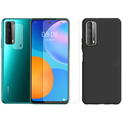 Protection intégrale Verre Trempé pour Huawei Psmart 2021 + Verre Trempé Caméra Arrière + Coque souple silicone Noir -Visiodirect-