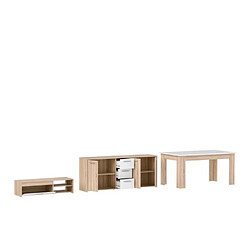 Acheter Cstore PILVI Ensemble séjour Meuble TV + Enfilade + Table a manger - Décor chene sonoma et Blanc mat