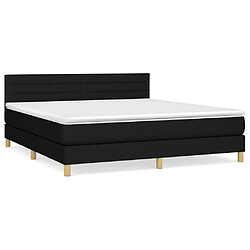 vidaXL Sommier à lattes de lit avec matelas Noir 180x200 cm Tissu