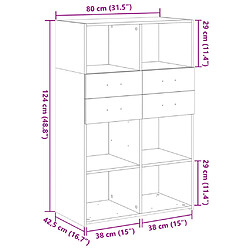 vidaXL Buffet haut chêne sonoma 80x42,5x124 cm bois d'ingénierie pas cher