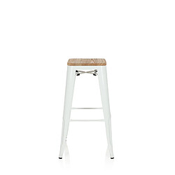 Tabouret de bar VANTAGGIO HIGH W Métal blanc / Assise bois clair hjh OFFICE