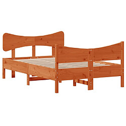 Vidaxl Cadre de lit avec tête de lit cire marron 120x190cm bois de pin