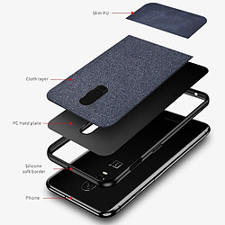 Avis Wewoo Coque Housse de protection antichoc PU épissage + tissu pour OnePlus 7 noir