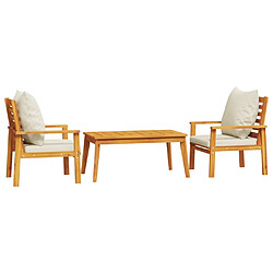 Maison Chic Ensemble de 3 Tables et chaises d'extérieur avec coussins,Salon de jardin, Ensemble Tables et chaises d'extérieur bois massif d'acacia -GKD321539