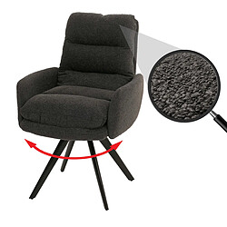 Decoshop26 Chaise de salle à manger chaise de cuisine pivotante position automatique tissu/textile bouclé mvg gris foncé avec accoudoir 04_0006288