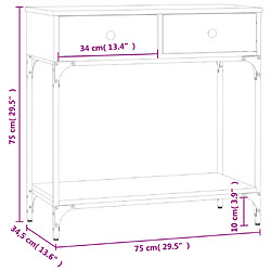 vidaXL Table console chêne fumé 75x34,5x75 cm bois d'ingénierie pas cher