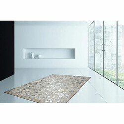 Paris Prix Tapis en Cuir Effet Mosaïque Lavish Gris & Argent 120 x 170 cm