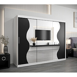 Abiks Meble Armoire MADRYT À Portes Coulissantes 200/250/62 3 Portes (Blanc/Noir)