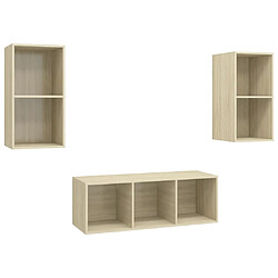 vidaXL Ensemble de meubles TV 3 pcs Chêne sonoma Bois d'ingénierie