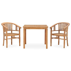 Salle à manger de jardin 3 pcs,Table et chaise à dîner Bois de teck solide -MN44110