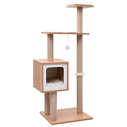 Helloshop26 Arbre à chat meuble tour grimper jouet grattage grattoir escalade plateforme avec tapis à gratter en sisal 123 cm marron 02_0022732