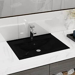 vidaXL Lavabo avec trou de robinet Noir mat 60x46 cm Céramique