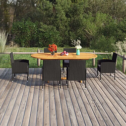 Salle à dîner de jardin 7 pcs,Table et chaise à manger Résine tressée Noir -MN84803