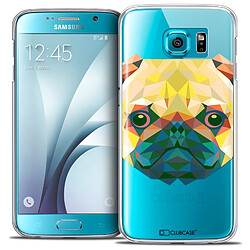 Caseink Coque Housse Etui Galaxy S6 [Crystal HD Polygon Series Animal - Rigide - Ultra Fin - Imprimé en France] - Chien