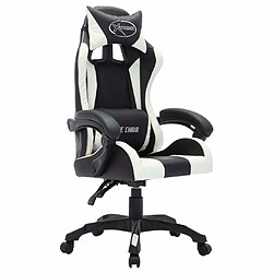 Avis Maison Chic Chaise de jeu vidéo avec LED, Chaise gaming, Fauteuil gamer d'ordinateur,Chaise de Bureau RVB Blanc et noir Similicuir -GKD31338