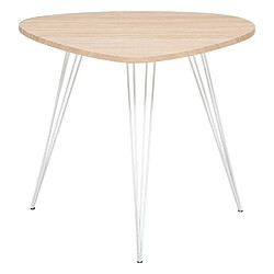 Pegane Table basse en bois coloris chêne clair et métal blanc - longueur 69 x Profondeur 54 x Hauteur 60 cm