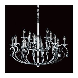 Lumière Chandelier sans abats jours Rhinestone Chrome 12 ampoules 95cm