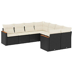 vidaXL Salon de jardin 8 pcs avec coussins noir résine tressée