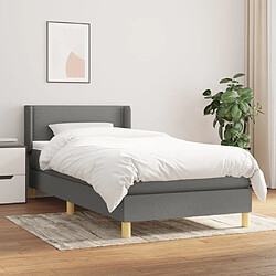 Maison Chic Lit Adulte - Lit simple Lit à sommier tapissier et matelas moelleux - Meuble de Chambre - Gris foncé 90x190 cm Tissu -MN90297