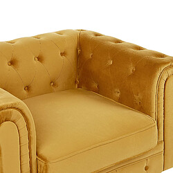 Beliani Fauteuil CHESTERFIELD Velours Moutarde pas cher