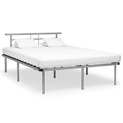 Maison Chic Lit adulte - Lit simple Cadre de lit,Structure du lit Contemporain Gris Métal 140x200 cm -MN76468