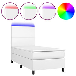 vidaXL Sommier à lattes de lit avec matelas et LED Blanc 90x190 cm