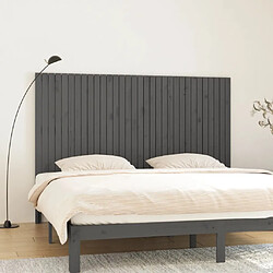 vidaXL Tête de lit murale Gris 204x3x110 cm Bois massif de pin