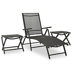 vidaXL Salon de jardin 3 pcs textilène et aluminium noir