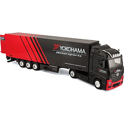 BBURAGO Camion avec remorque Mercedes Benz Actros 1/43 STREET FIRE - Yokohama - Rouge et Noir