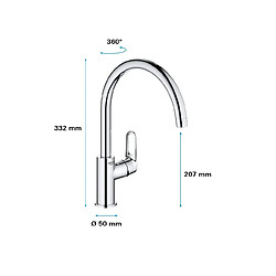 Acheter Grohe - Mitigeur d'évier chromé 360° saillie 223mm BauFlow - 31538001