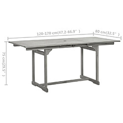 vidaXL Table à dîner de jardin (120-170)x80x75 cm Bois d'acacia massif pas cher