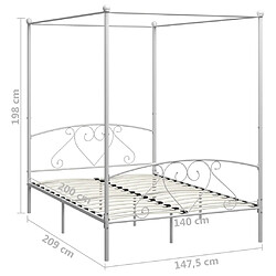 Acheter vidaXL Cadre de lit sans matelas avec baldaquin blanc 140x200 cm métal