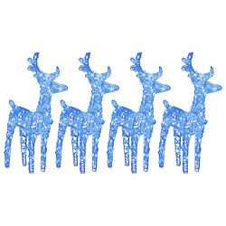 vidaXL Rennes de Noël 4 pcs 160 LED Bleu Acrylique