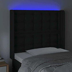 Avis Maison Chic Tête de lit scandinave à LED,meuble de chambre Noir 93x16x118/128 cm Similicuir -MN60754