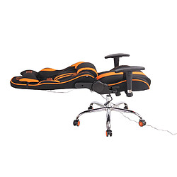 Decoshop26 Fauteuil de bureau gamer design sportif fonction de massage chauffant avec coussins en tissu noir / orange 10_0002536 pas cher